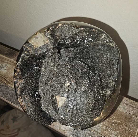 3.9" Septarian Polished Geode Sphere- Madagascar! - Picture 3 of 13